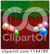 Poster, Art Print Of 3d Colorful Baubles And A Tree Branch Over Red Christmas Text