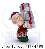 Poster, Art Print Of 3d Christmas Elf Carrying A Stack Of Presents