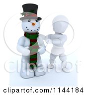 Poster, Art Print Of 3d White Character Presenting A Snowman With A Top Hat And Scarf