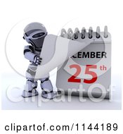 3d Robot Revealing A Christmas Date On A Calendar