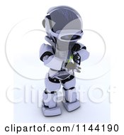 Poster, Art Print Of 3d Robot Holding A Seedling Plant