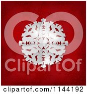 Clipart Of A 3d Paper Snowflake Over Red Royalty Free Vector Illustration