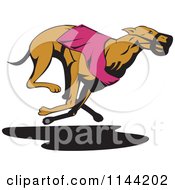 Poster, Art Print Of Retro Running Greyhound Dog 4