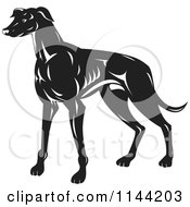 Poster, Art Print Of Retro Black And White Greyhound Dog