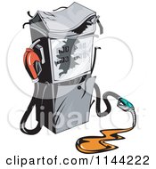 Clipart Of A Retro Gas Station Pump And Spill Royalty Free Vector Illustration
