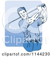 Poster, Art Print Of Retro Golfing Man Swinging 1