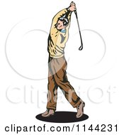 Poster, Art Print Of Retro Golfing Man Swinging 2
