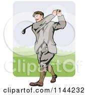 Poster, Art Print Of Retro Golfing Man Swinging 4