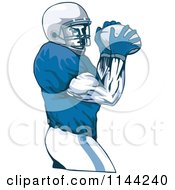 Clipart Of A Retro Football PlayerThrowing 1 Royalty Free Vector Illustration