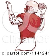 Clipart Of A Retro Football PlayerThrowing 2 Royalty Free Vector Illustration