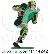 Clipart Of A Retro Football Player Running 1 Royalty Free Vector Illustration