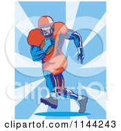 Clipart Of A Retro Football Player Running 2 Royalty Free Vector Illustration