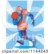 Poster, Art Print Of Retro Football Player Running 2