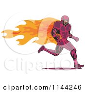 Clipart Of A Retro Flaming Football Player Running Royalty Free Vector Illustration