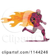 Poster, Art Print Of Retro Flaming Football Player Running