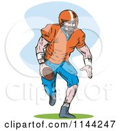 Clipart Of A Retro Football Player Running 3 Royalty Free Vector Illustration