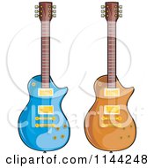 Poster, Art Print Of Blue And Brown Electric Guitars