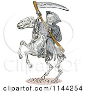 Poster, Art Print Of Skeleton Grim Reaper With A Scythe On A Horse