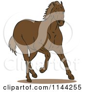 Clipart Of A Galloping Brown Horse Royalty Free Vector Illustration
