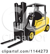 Retro Silhouetted Forklift Operator