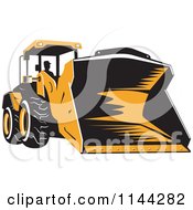 Clipart Of A Retro Front Loader Bulldozer And Operator Royalty Free Vector Illustration