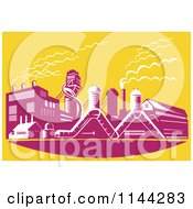 Poster, Art Print Of Retro Factory Plant Building Over Yellow
