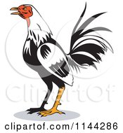 Clipart Of A Retro White Cockerell Royalty Free Vector Illustration