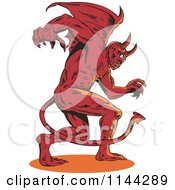 Poster, Art Print Of Retro Aggressive Demon Or Devil