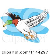 Poster, Art Print Of Retro Flying Mallard Duck