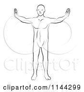 Poster, Art Print Of Black And White Line Drawing Of A Man Doing Yoga 1