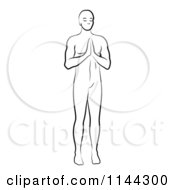 Poster, Art Print Of Black And White Line Drawing Of A Man Doing Yoga 2