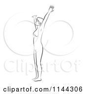 Clipart Of A Black And White Line Drawing Of A Woman Doing Yoga 10 Royalty Free Vector Illustration