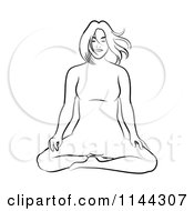 Poster, Art Print Of Black And White Line Drawing Of A Woman Doing Yoga 1