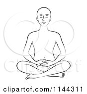 Poster, Art Print Of Black And White Line Drawing Of A Man Meditating With His Hands In His Lap
