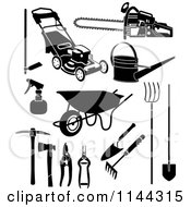 Poster, Art Print Of Black And White Garden And Landscaping Tools