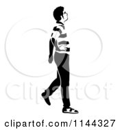 Poster, Art Print Of Black And White Young Man Walking And Looking 2