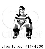 Clipart Of A Black And White Young Man Waiting In A Chair 4 Royalty Free Vector Illustration