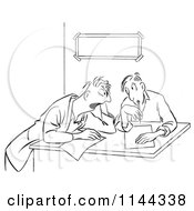 Cartoon Of A Black And White Men Trying To Brainstorm In A Meeting Royalty Free Vector Clipart by Picsburg