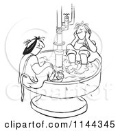 Poster, Art Print Of Black And White Worker Women Soaking Their Feet In A Hot Water Bin