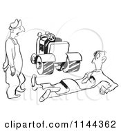Black And White Man Squished By A Road Roller
