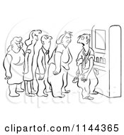 Cartoon Of A Black And White Man Asking For Change In An Angry Line At A Vending Machine Royalty Free Vector Clipart by Picsburg