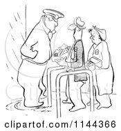 Cartoon Of A Black And White Security Guard Inspecting Worker Lunch Boxes Royalty Free Vector Clipart
