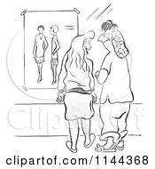 Cartoon Of Black And White Frumpy Women Eying A Fashion Poster Royalty Free Vector Clipart by Picsburg