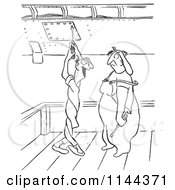 Cartoon Of A Black And White Female Airplane Factory Worker Angrily Staring Down A Twisted Man With A Screwdriver Royalty Free Vector Clipart