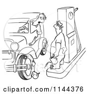 Poster, Art Print Of Black And White Man With Flat Tires At A Gas Station