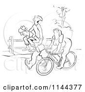Cartoon Of A Black And White Woman Watching A Man Give Another A Piggy Back Ride Royalty Free Vector Clipart by Picsburg