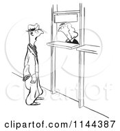 Cartoon Of A Black And White Stern Woman Looking At A Man Royalty Free Vector Clipart