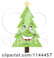 Clipart Of A Happy Scribble Christmas Tree Royalty Free Vector Illustration