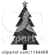 Poster, Art Print Of Black And White Scribble Christmas Tree