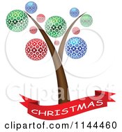 Poster, Art Print Of Christmas Banner And Tree With Colorful Ornaments